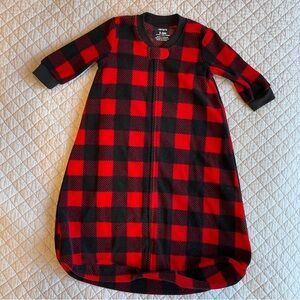 Carter’s fleece sleep sack, size 3-6 months, red & black buffalo plaid, EUC